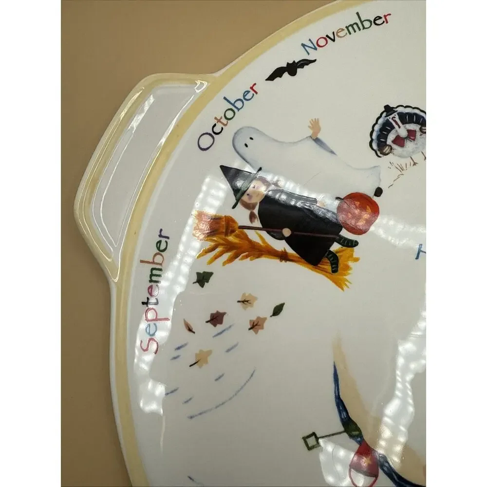 Nantucket Home Happy Everything Monthly Celebration Handled Cake Plate/Platter.